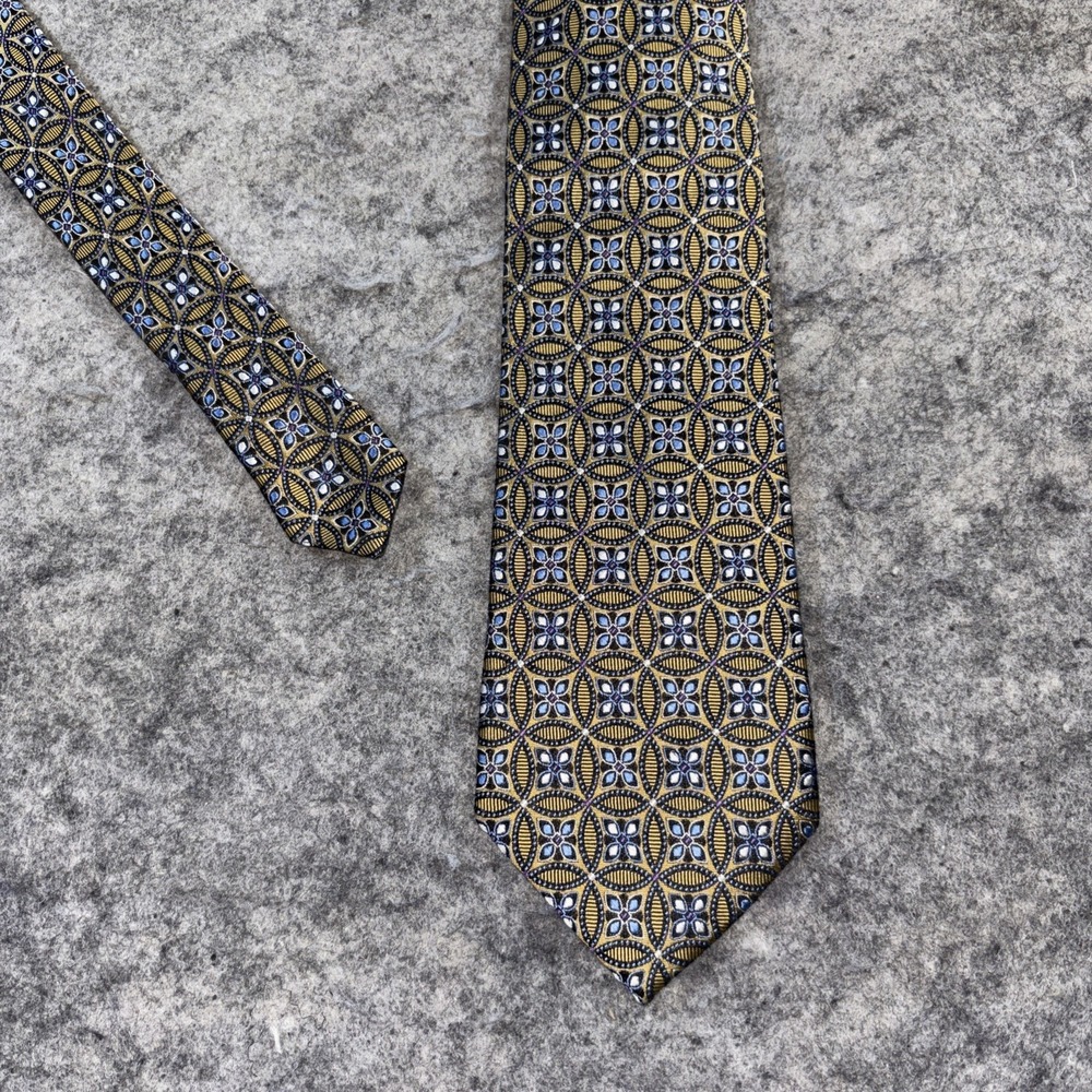 Jos. A.‎ Bank Signature Men's Gold Purple & Blue Floral 100% Silk Necktie